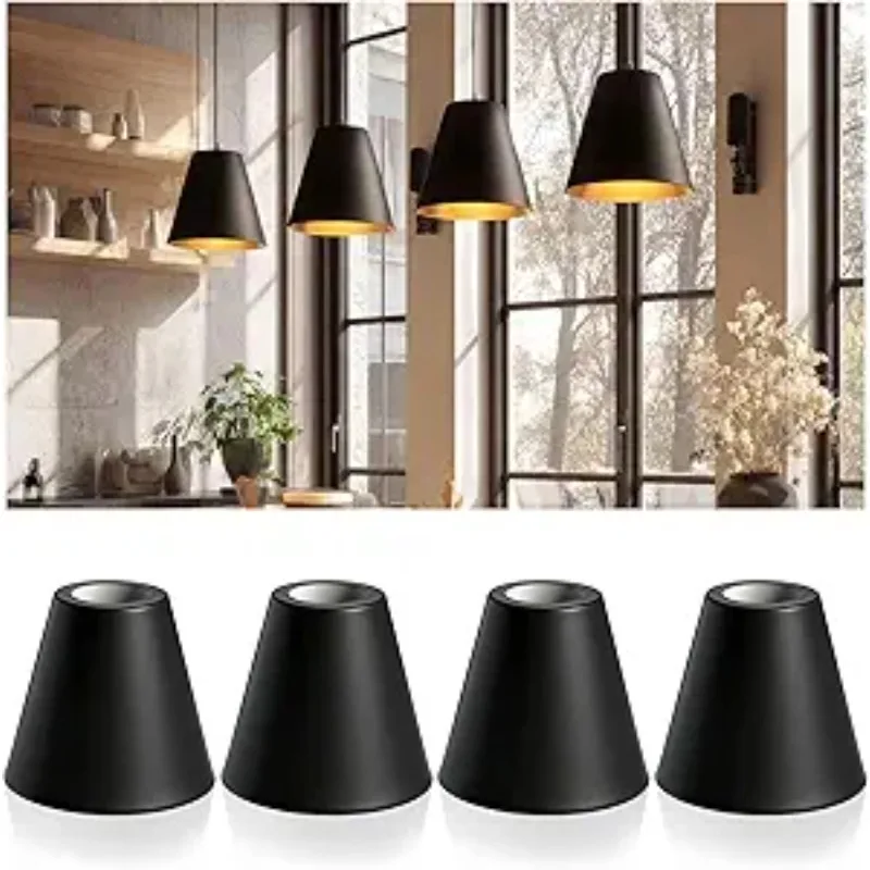 E27 Industrial Pendant Light Shade Vintage Chandelier Cone Bulb Guard 4PCS Barrel Metal Lampshade Hardware Table Desk Lamp Cover
