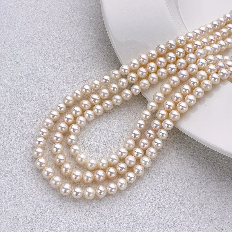 

Высококачественные круглые полуготовые бусины из натурального пресноводного жемчуга 6-7 мм для изготовления ювелирных изделий, ожерелий, браслетов и аксессуаров своими руками