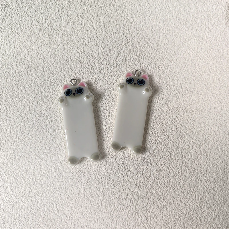 10Pcs Cute Long Cat Pendant for DIY Jewellery Making