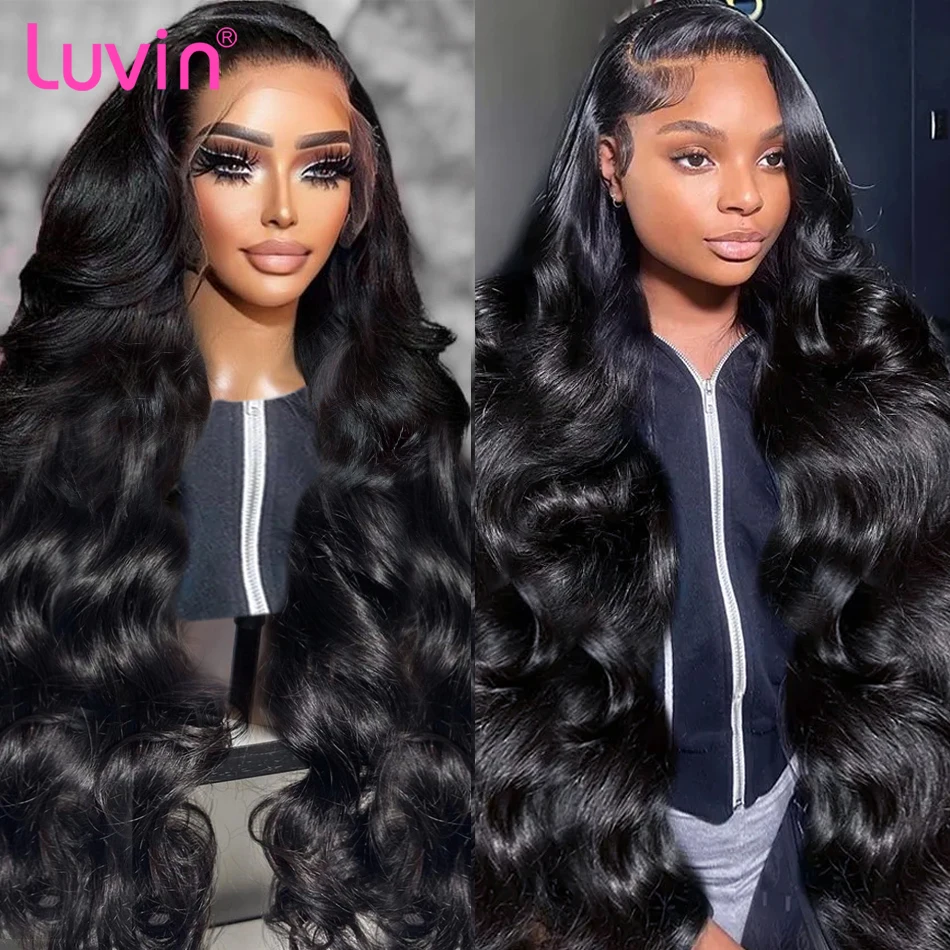 Luvin 250% Body Wave 13x6 Lace Frontal Wigs 30 40Inch Brazilian Remy 5x5 Closure Glueless Wig Human Hair Ready To Wear For Women