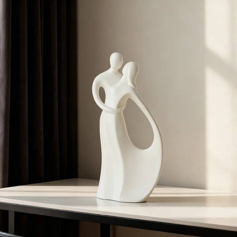 Resin Art Gift For Wedding - Nordische Keramik-Skulptur von Umarmendem Paar Moderne