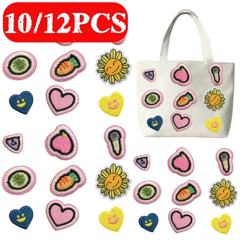 

Cartoon Love Fruit Embroidered Patches 10/12pcs Wholesale Small Size Handmade Patch Webbing Decorative Cloth Iron on Patches