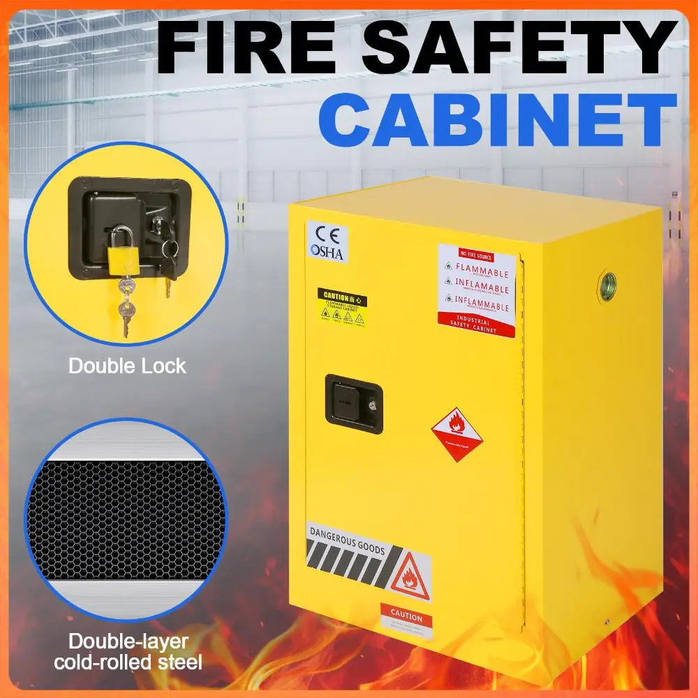 

12 Gallon Flammable Storage Cabinet Double-Layer Steel Dangerous Storage Explosion Proof Cabinet for Industrial Applications