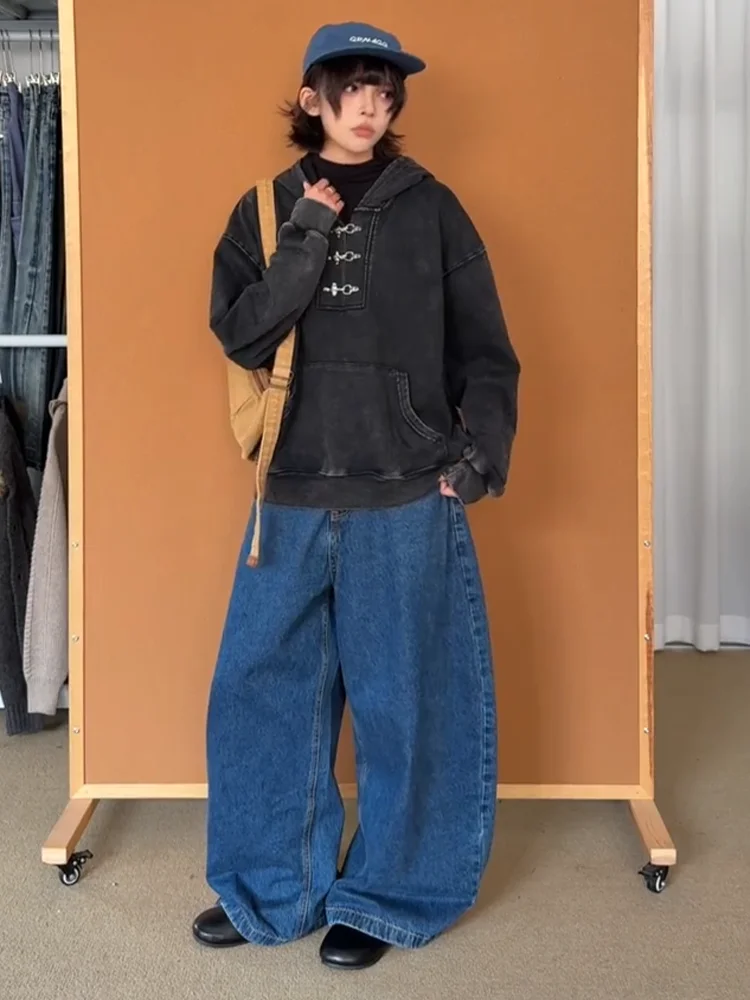 

Loose Wide Leg Lazy Blue Washed Denim Jeans Women's Autumn Winter New Style Versatile Slimming Casual Long Trousers