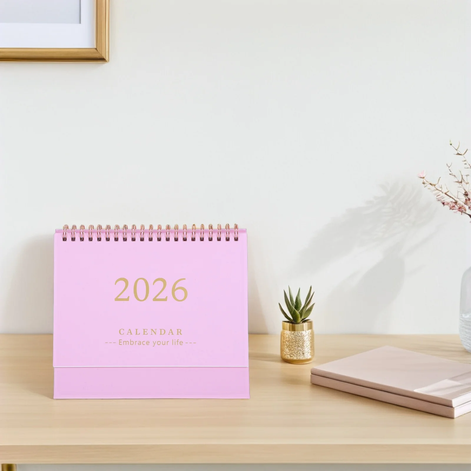 2026 Table Calendar Freestanding Desk Planner Minimalist Style for Daily Planning Office Home Organization Compact Green Non