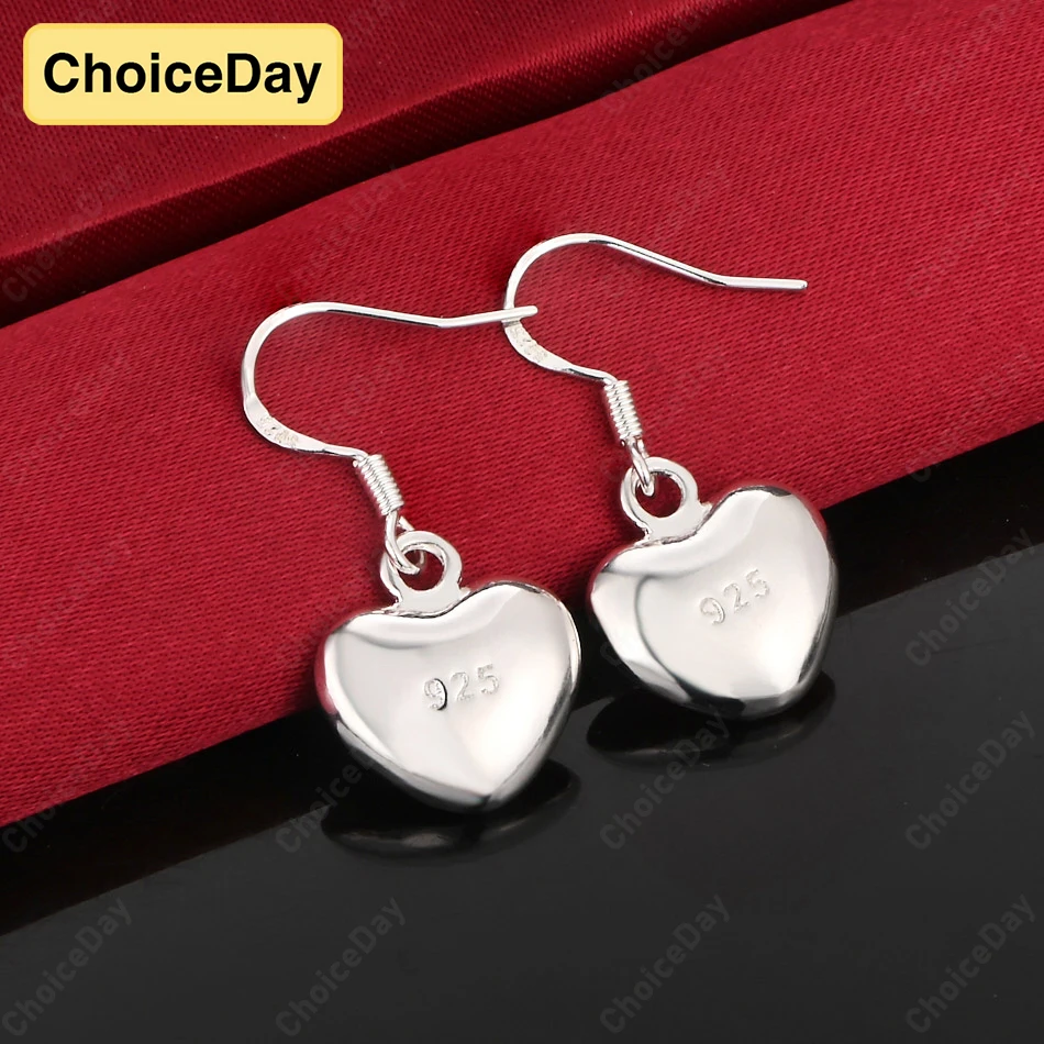 

ChoiceDay 925 Sterling Silver Luxury 27mm Shiny Heart Drop Earrings Women Party Wedding Accessories