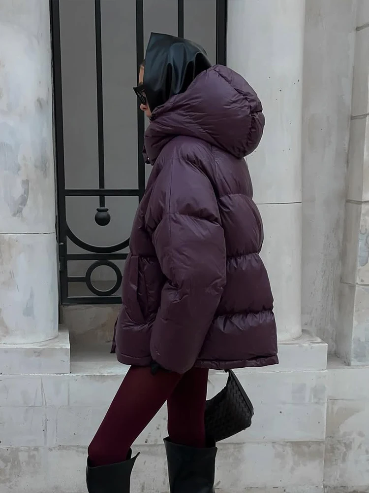 سترة نسائية ذات ياقة من الفرو الصوفي باللون الرمادي معاطف قصيرة فضفاضة بأكمام طويلة وطية صدر دافئة للسيدات 2025 ملابس خروج يومية جديدة للتنقل #5