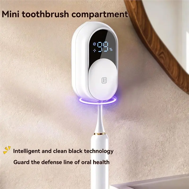 A69ELED Smart Screen Toothbrush Sanitizer Holder Auto Light For Bathroom Cleaning And Air Drying Mirror Wall Mounted