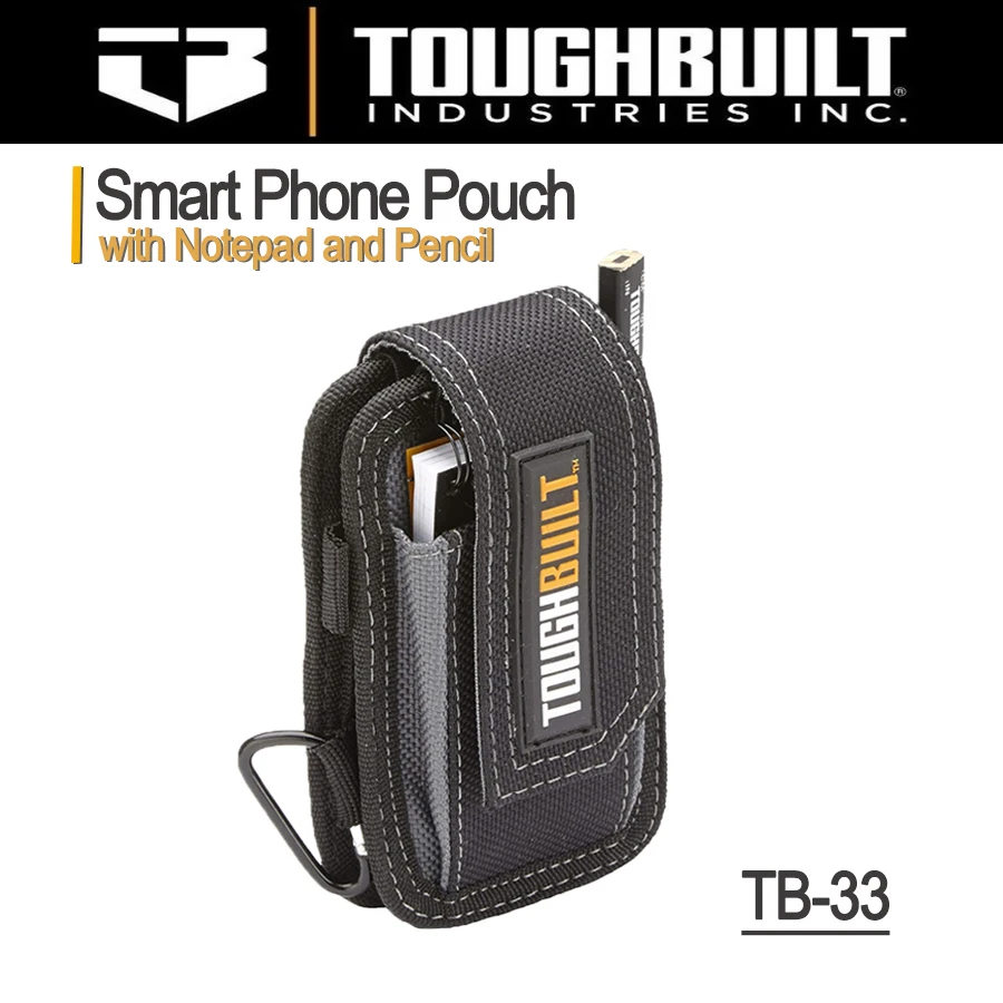 TOUGHBUILT TB-33 Smart Phone Pouch with Notepad and Pencil Compatible with Most Tool Belts, Heavy Duty Construction