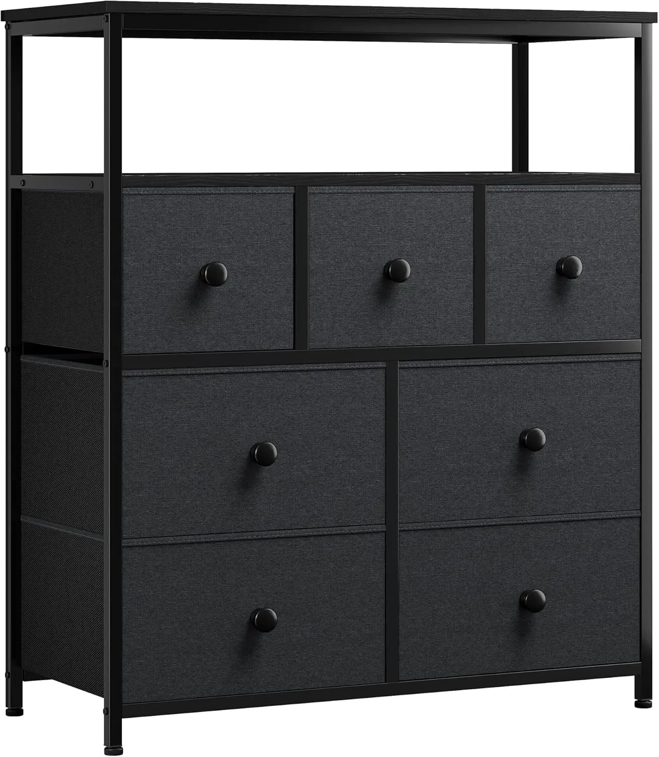 

TV Stand for Bedroom Dresser for Bedroom with 7 Fabric Drawers, TV Entertainment Center with Storage, Grey Dressers