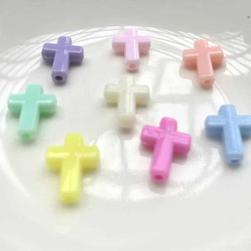 DIY Fashion Jewelry New Solid Acrylic Straight Hole Beads 15 * 12mm Acrylic Cross Pendant Manufacturing Accessories 30pcs/lot