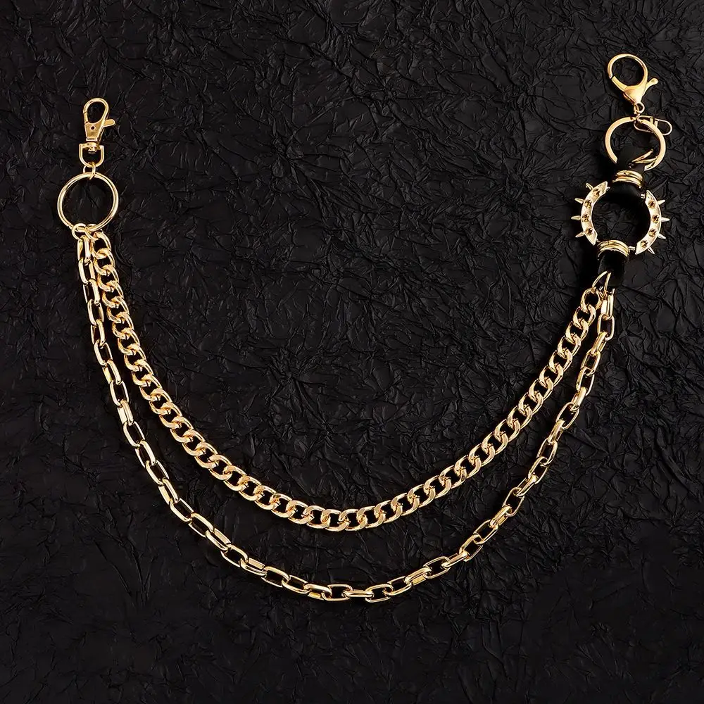 سلاسل مفاتيح قوطية هاراجوكو لegirl ، سلسلة بنطال بقلادة جينز ، موضة الهيب هوب ، خصر متعدد الطبقات ، Y2K ، Egirl