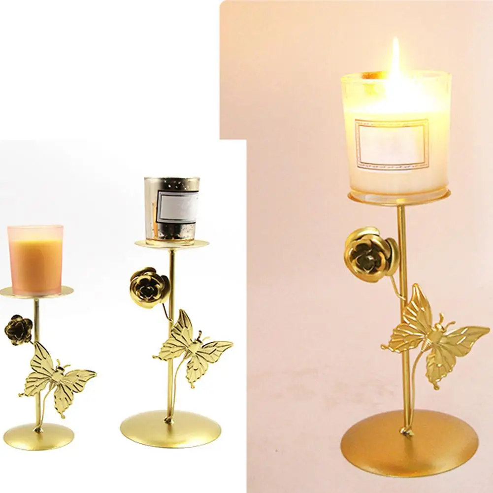 YOUZI Butterfly Flower Candle Holders Ornament Romantic Wedding Candlestick Candle Stand For Home Decor