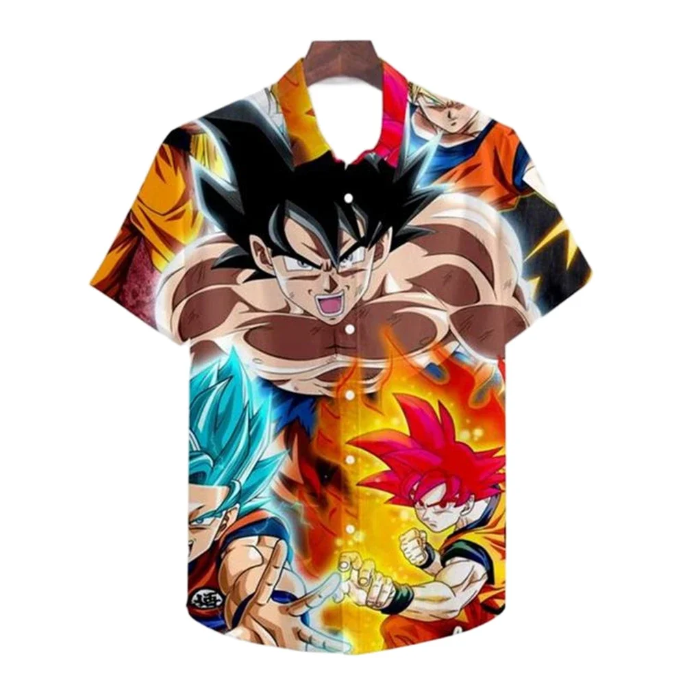 Lässiges Dragon Ball Shirt für Herren Themen-Shirt Herren Sommer Goku Vegeta Hawaii-Oberteil
