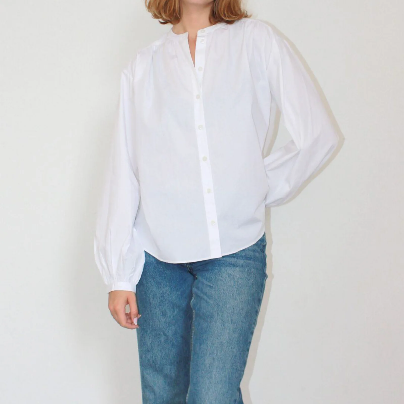 قمصان نسائية جديدة فضفاضة بأزرار سفلية وأكمام طويلة بلون سادة/خطوط مطبوعة بلوزة خريفية لملابس الشارع #5