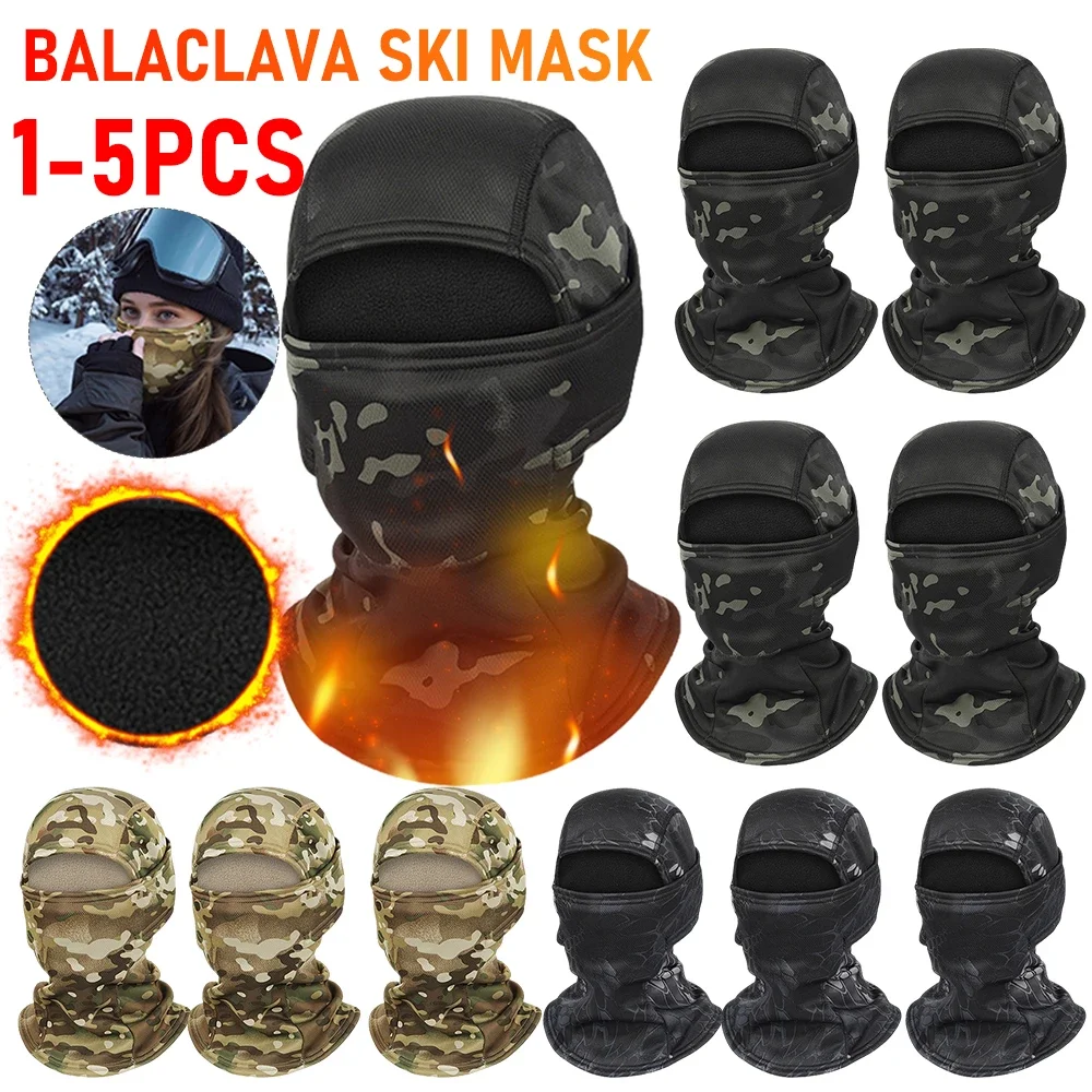 1-5PCS Balaclava Ski Mask Windproof Thermal Scarf Hood Men Women Neck Face Warmer Motorcycle Helmet Liner Cap for Cycling Hiking