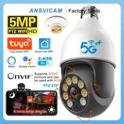 TUYA 5MP 5G Bulb Camera E27 WiFi TUYA Smart Life PTZ IP CCTV Outdoor Night Vision 3MP Security Video Bulb Surveillance Camera
