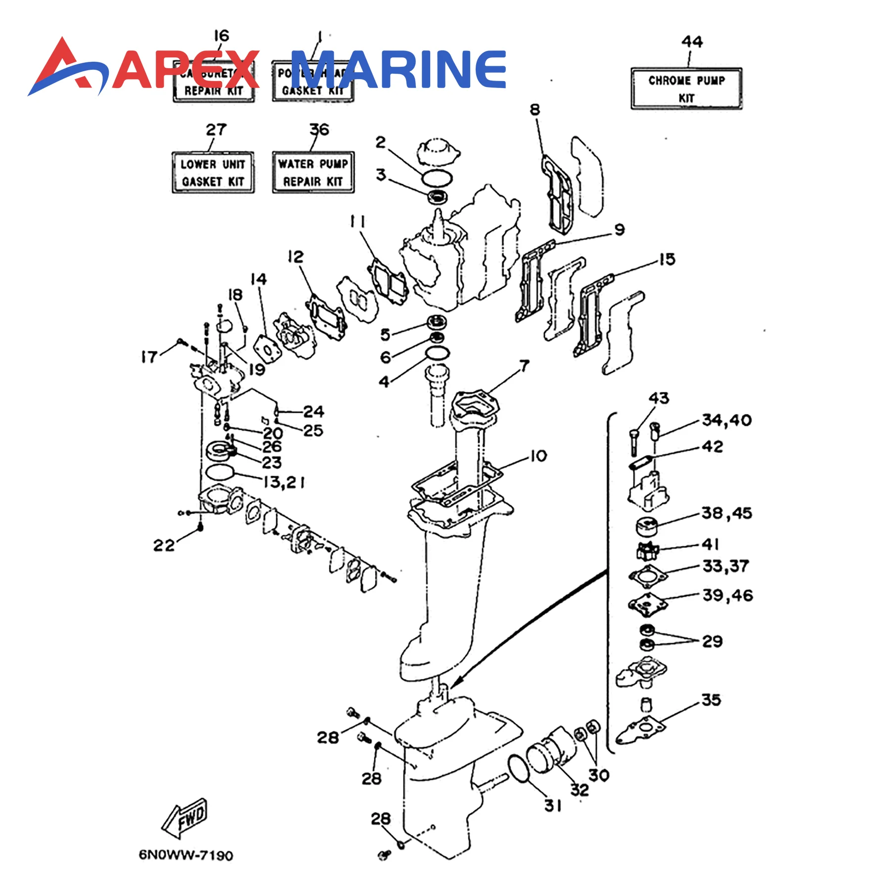 6N0-W0093 Carburetor Rebuild Kit for Yamaha Marine Outboard Motor 2-Stroke 6 8 HP Boat Engine Part Replacement 6N0-W0093 -00 -01