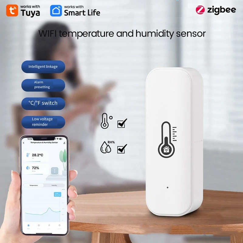 Smart Home Temperature Sensors Tuya Temperature Sensor Works With Alexa Google Assistant Smart Life