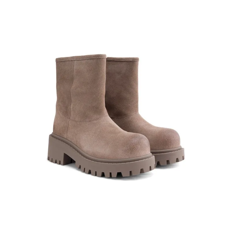 

Autumn New Leather Thick-soled Handsome Versatile Low-tube Short Boots Fashion Women's Ankle Slip-on Ins hot