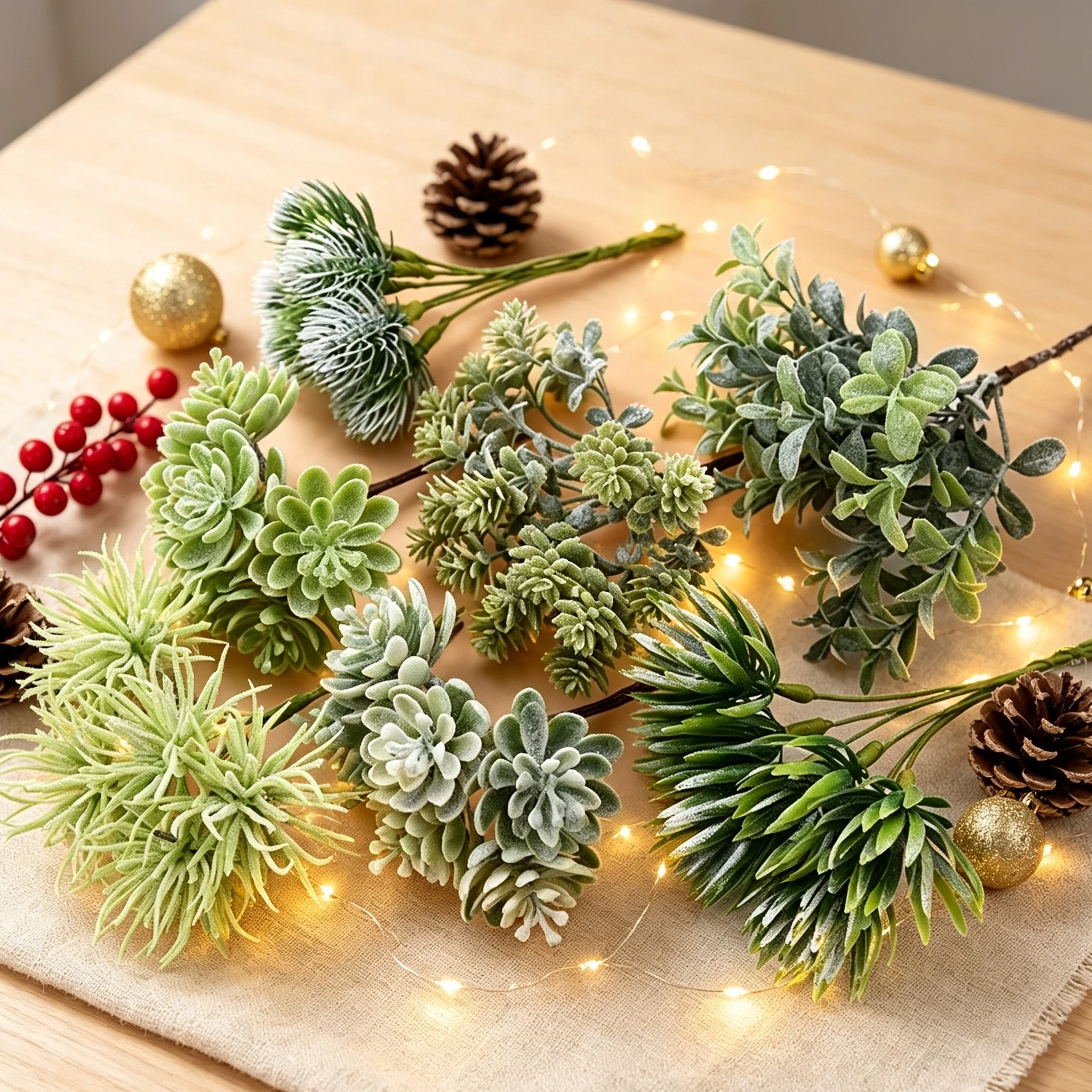 Christmas Wreath Fake - 1/3PCS Bunga Sutra untuk Scrapbooking, Tanaman