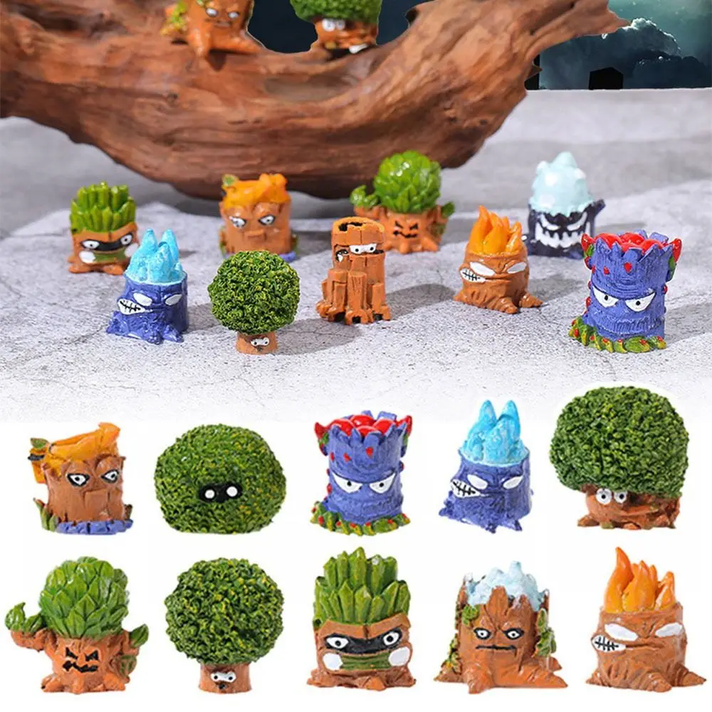 Halloween Miniature Tree Stump Figurine Resin Micro Landscape Desktop Knick-knack Fairy Garden Car Decoration