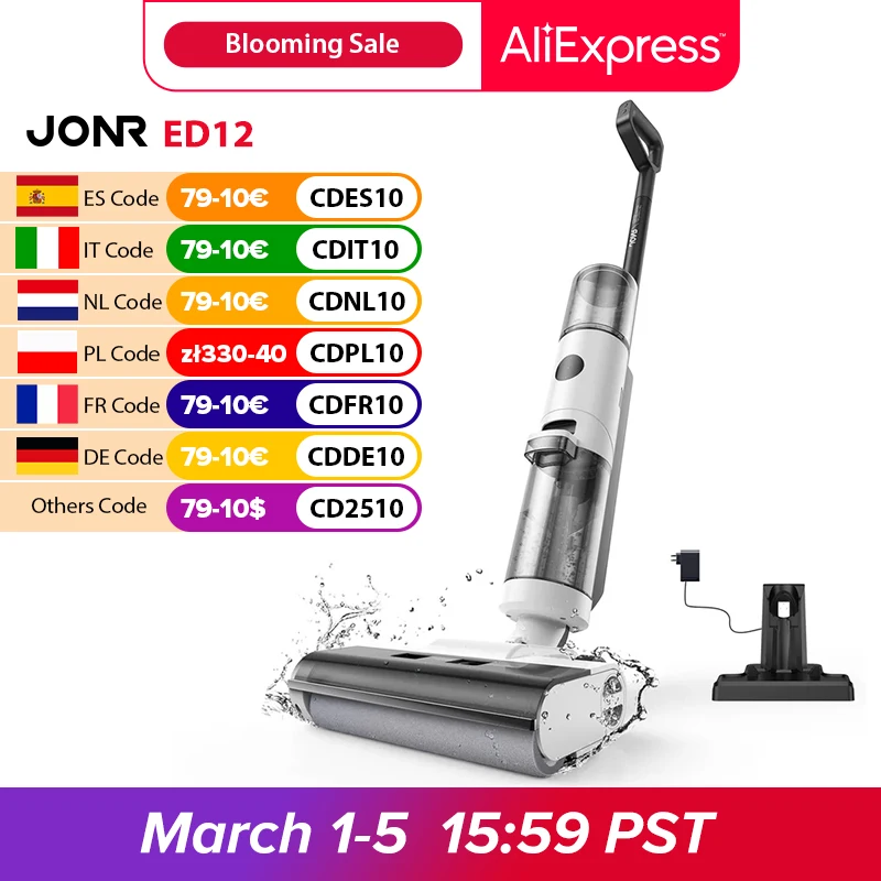 Jonr ED12 Cordless Vaccum Cleaner 9000Pa Wireless Vacuum Cleaner Mop Self-Cleaning Professional For Smart Home Appliances