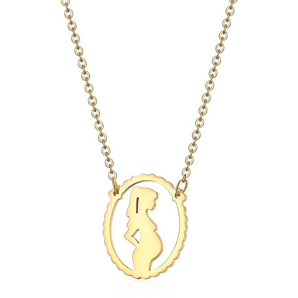 Stainless Steel Pregnant Mothers Love Delicate Fashion Pendant Necklace Jewelry Gift For Him Woman With Chain