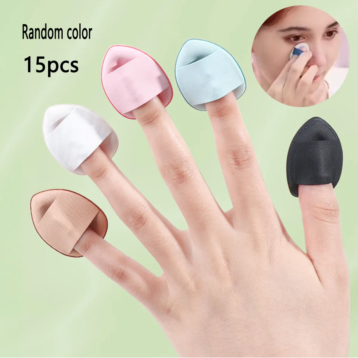 15 szt. puszeczek do pudru na palec, poduszka powietrzna, bez pudru, gąbeczka do pudru typu beauty egg, mini puszeczka do pudru na palec do stosowania na sucho i na mokro