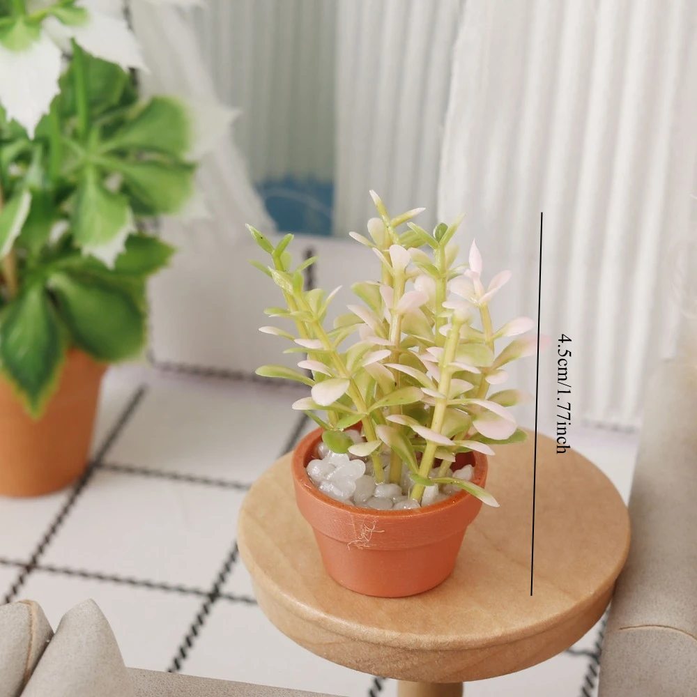 2Pcs Realistic Mini Potted Artificial Plants,Simulation Miniature Greenery Bonsai for Diorama Scene Layout Desktop Display Decor