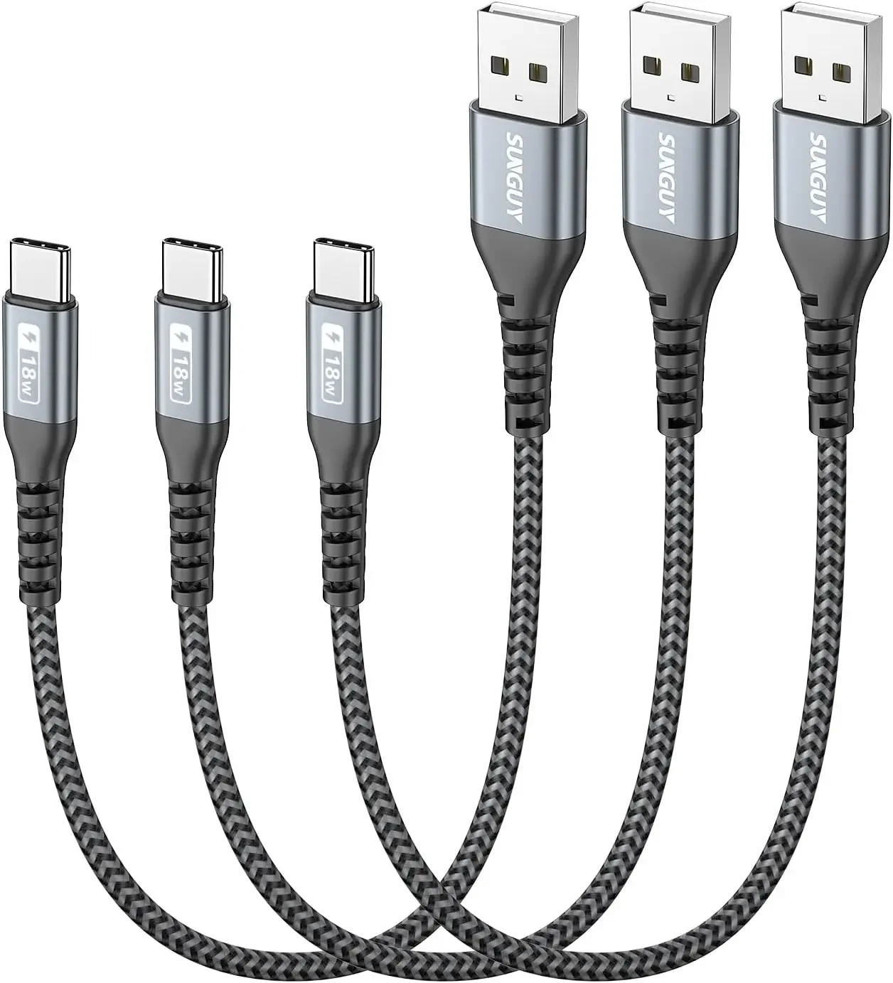 USB C Cable 1FT [3Pack], 3A USB A to USB C Fast Charging Cable Data Transfer Braided Compatible with iPhone 17/16/15 Series, Samsung Galaxy S25 S24 Ultra, Note10/9, USB C Devices