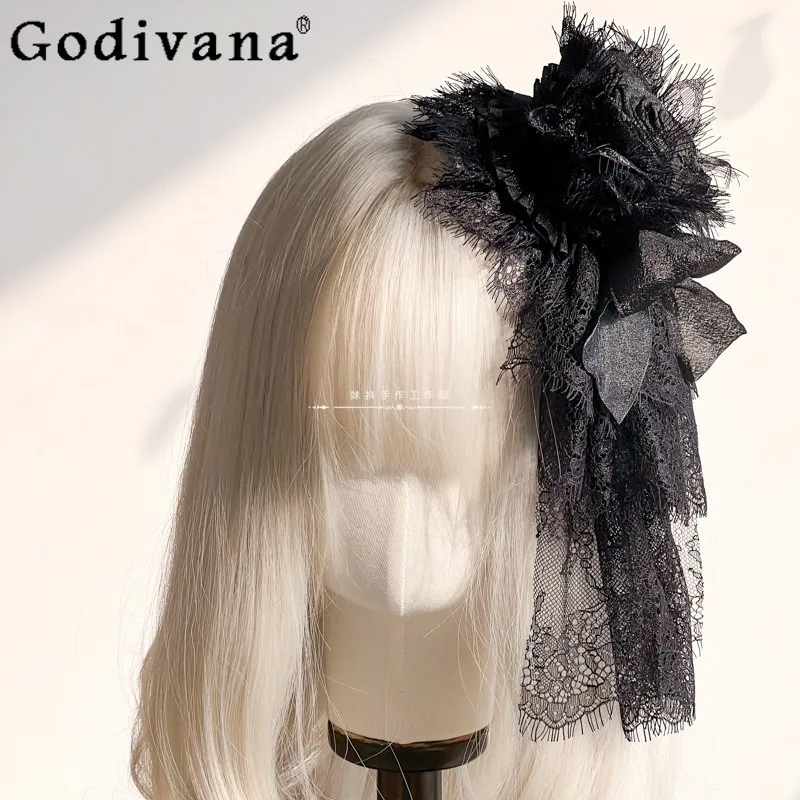 Acessórios para o cabelo feminino cosplay lolita cocar gótico escuro selvagem lo elegante chapéu pequeno cocar meninas doce chapéu formal