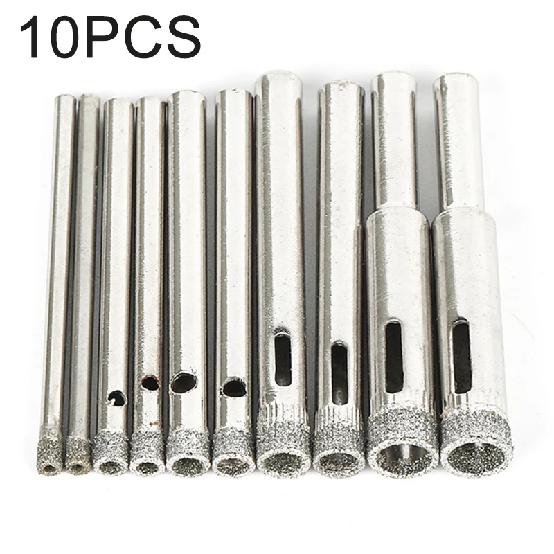 Hex Shank Power Saw Núcleo Brocas, Diamante Revestido Buraco, Ferramentas de Perfuração, Azulejo, Vidro, Cerâmica, Mármore, Granito, 10Pcs