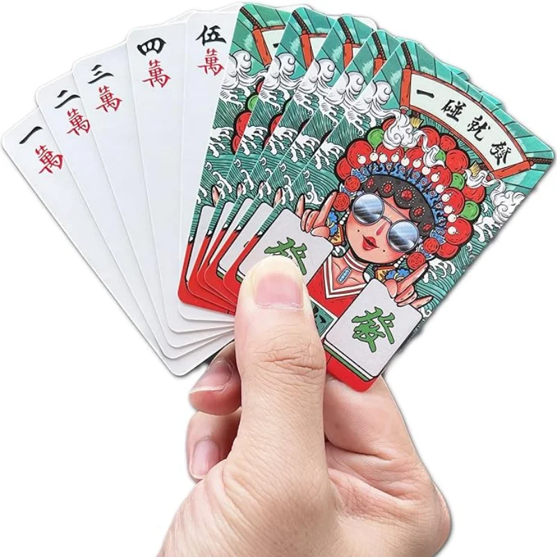 Carte da gioco Mahjong impermeabili portatili all\'aperto, Picnic da viaggio, Set di giochi di carte di carta da campeggio per la festa di raccolta