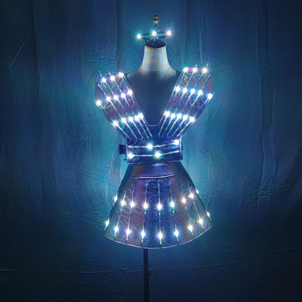 Full Color LED Dress luminous Stage Dance Dress Nightclub Party Celebrate Dress Women Dance Performance Clothes