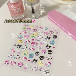 Sanrio Nail Stickers Embossed Three-dimensional 5D Nail Art Stickers Japanese Adhesive Embossed Cute Hello Kitty Stickers