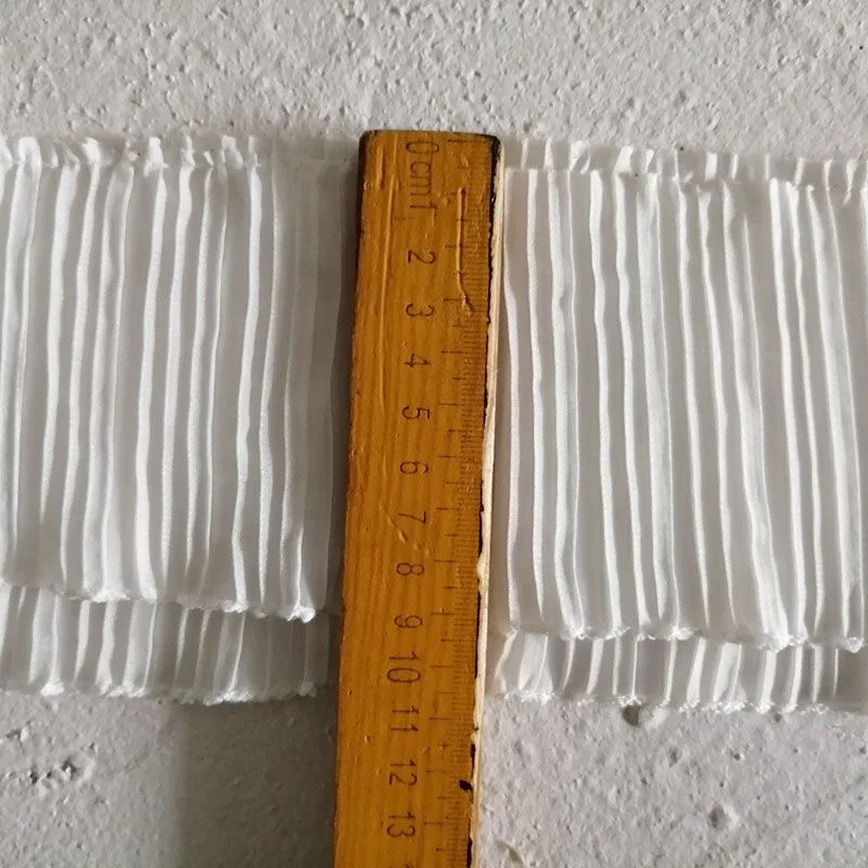 12cm szeroki biały czarny ręcznie podwójnie plisowany szyfon koronki kołnierz do DIY Ruffles wstążki sukienka z aplikacją ozdobiona frędzlami