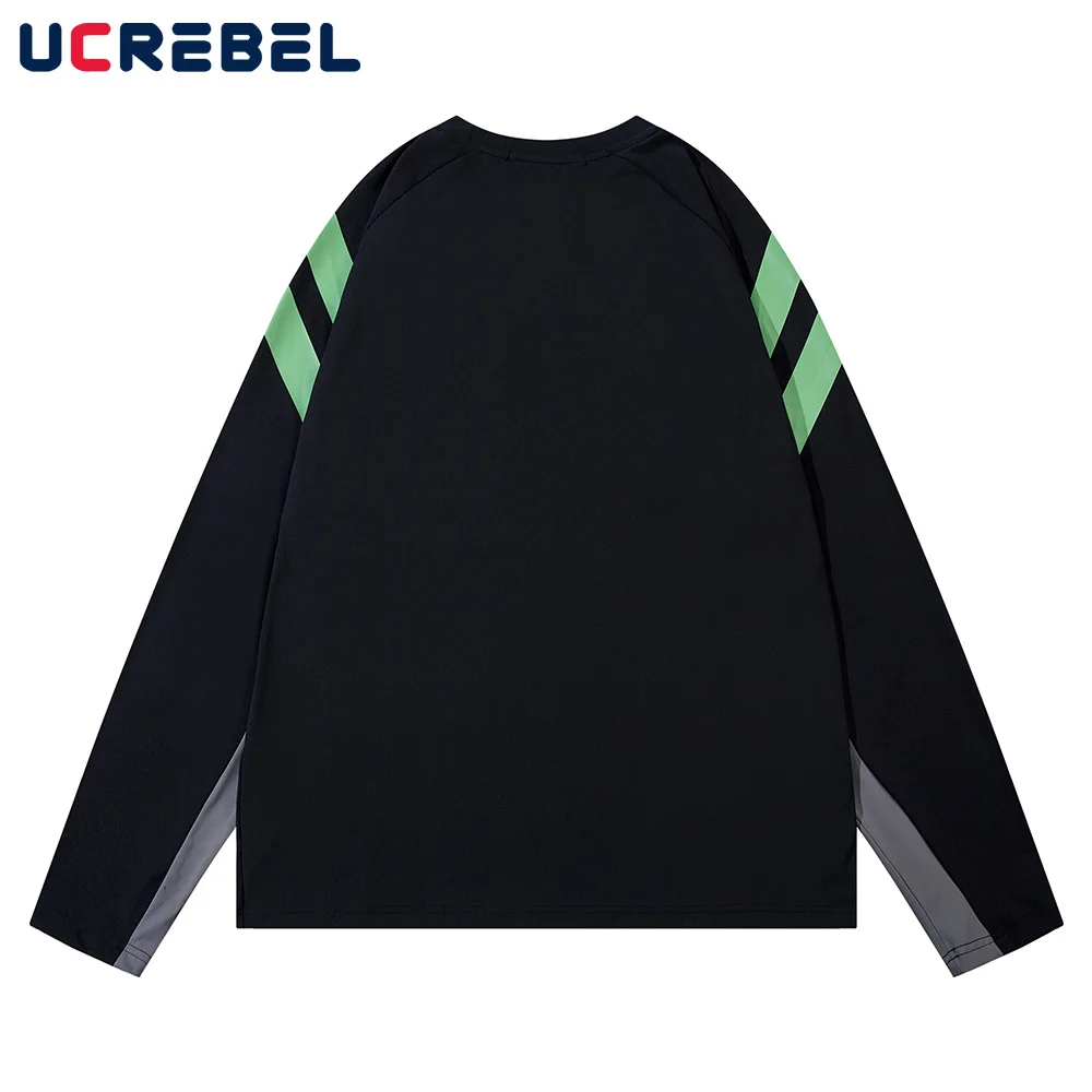 Letter Print Contrast Paneled Long Sleeve T-shirt Mens High Street Autumn Crew Neck Raglan Sleeve Tee Men Jersey