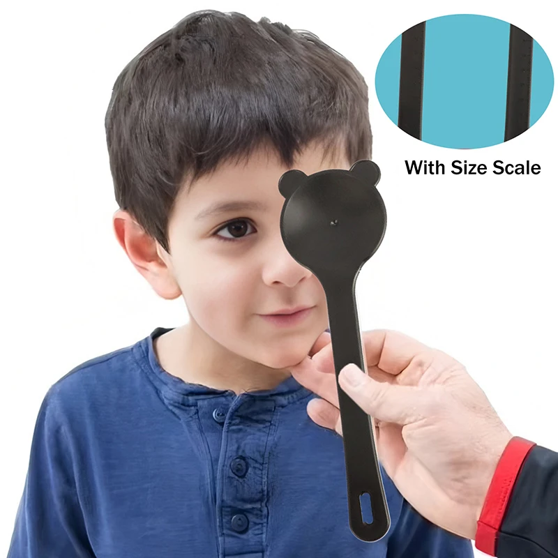 Black Bear Shape Handheld Eye Occluder With Scale Professional Optometry Block Plate Vision Test Inspection Tool