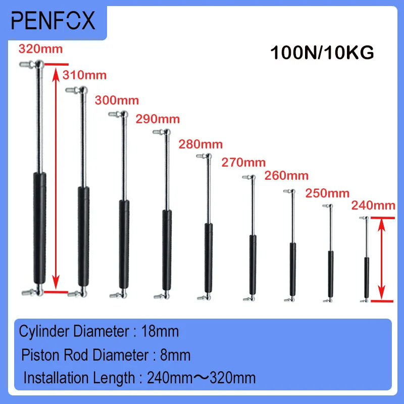 

1PC 240-320mm 10kg/100N Universal Strut Bars Gas Spring Support Boot Bonnet Car Caravans Doors Windows Hatches Boat Bus