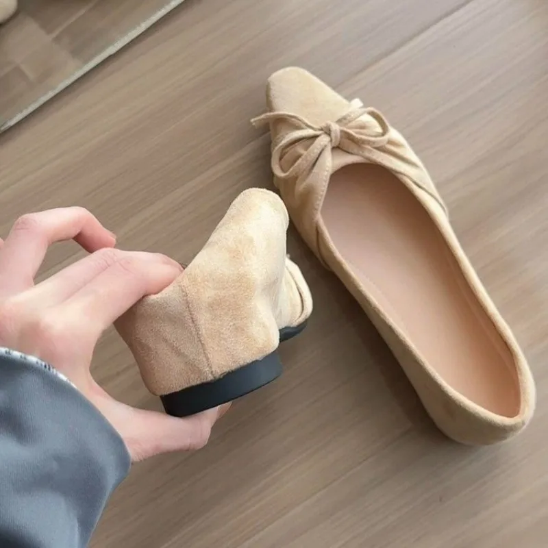 Female Bow Knot Hundred with A Foot Stirrup Shallow Mouth Low Shoes Small People Within The High Pointed Ballet Single Shoes