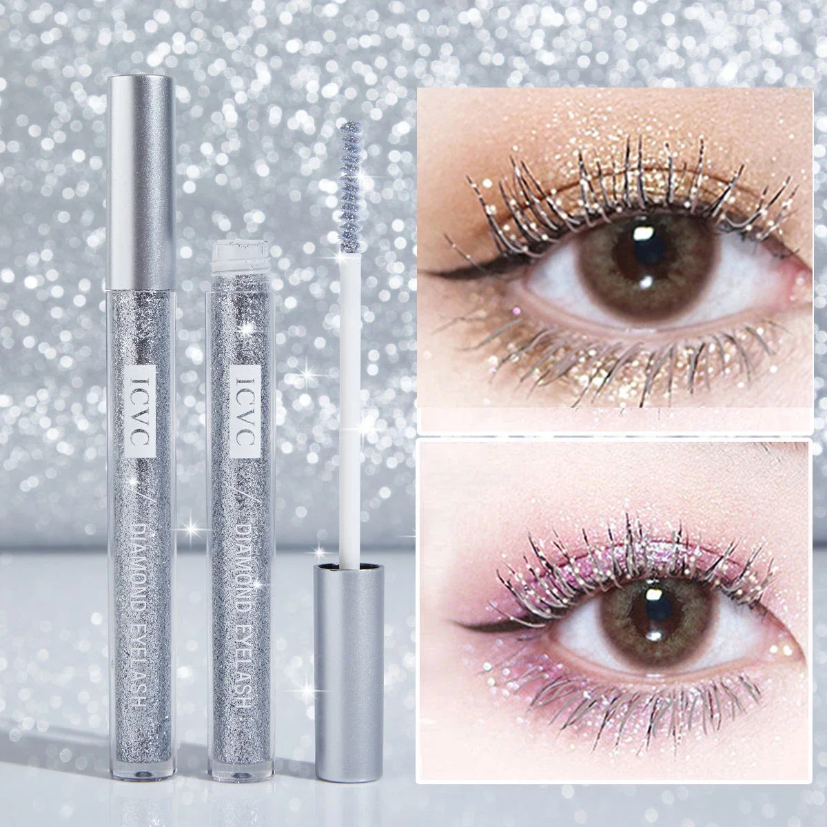 Mascara con diamanti scintillanti e paillettes glitter impermeabili