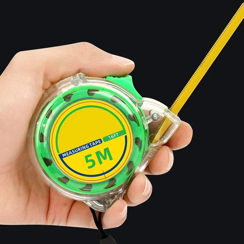 Retractable Auto Lock Tape Measure High Visibility Steel Blade Metric Measuring Tool Transparent Shell for Construction Home