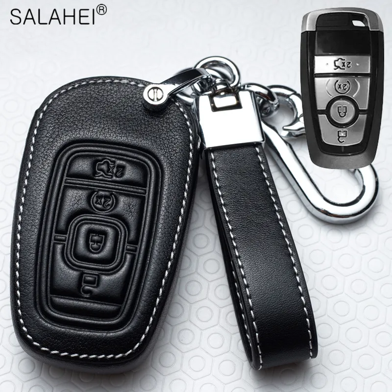 

Leather Car Key Case Cover Bag For Lincoln MKC MKZ MKX MKT MKS Nautilus Navigator Aviator Ford Fusion Mondeo Mustang F-150 Edge