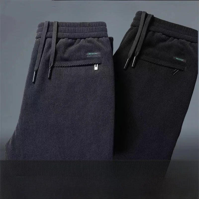 

Men's Fce Lined Casual Sports Thiened Straight Leg Pants Autumn Winter Large Size Leisure Faion Urban Sle Trousers