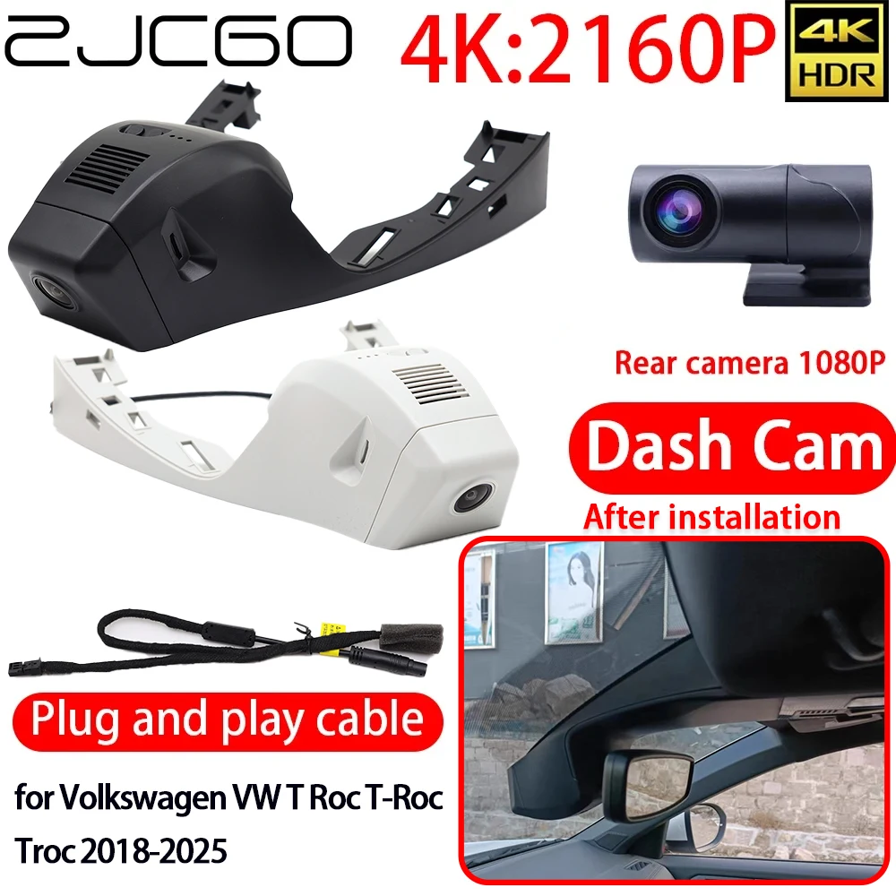 

ZJCGO for Volkswagen VW T Roc T-Roc Troc 2018-2025 HD 2160P 4K Car DVR Dash Cam Camera Wifi Sony Lens 24h Monitor Recording