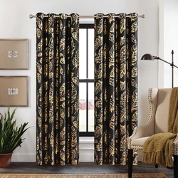 2022 New Gold Stamping Feather Printed Curtain for Bedroom Living Room Kitchen Elegant Luxury Blackout Curtain Cutom Size