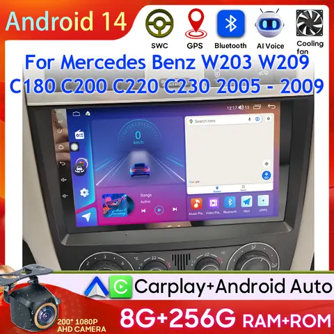 8 best sales touch screen video for mercedes benz c200 - №6