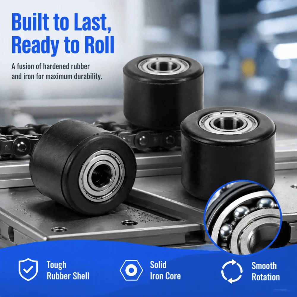 Durable 10mm Bore Chain Roller Tensione Rubber & Iron 6900Z Ball Bearing Chain Guide Pulley Black Chain Tensioner Wheel Enduro