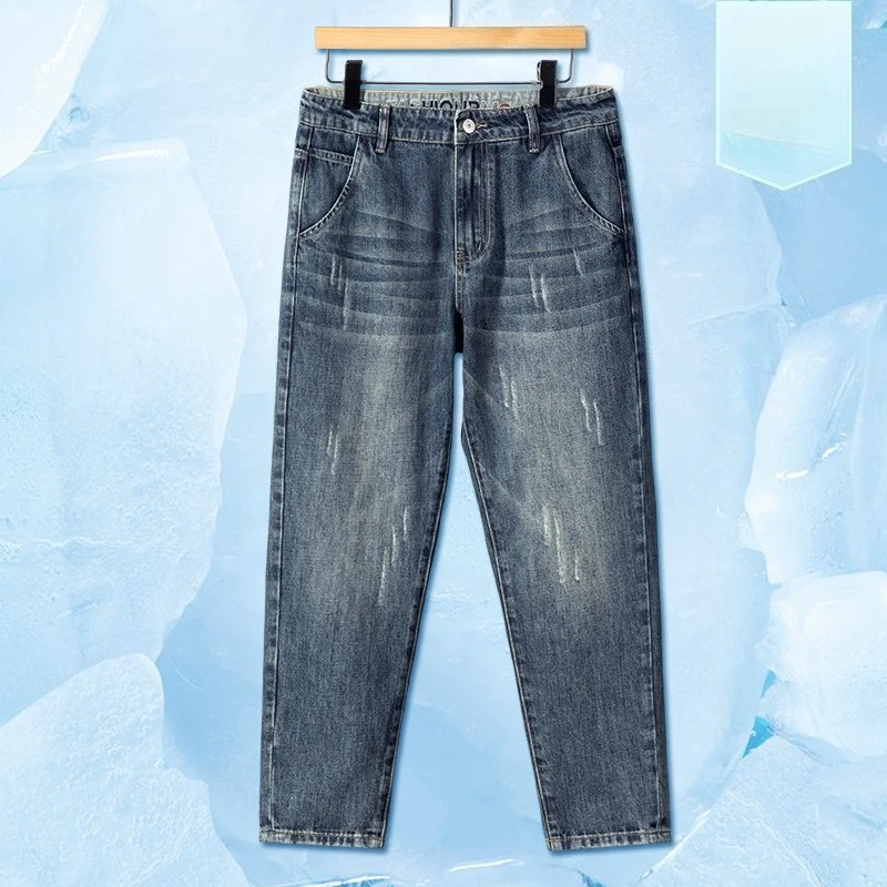 2026 Frühling Sommer Knöchellange Jeans mit Katzenkrallen-Design Gerade Trendige Lässige Denim-Hose Koreanische Jugend Harlan-Hose